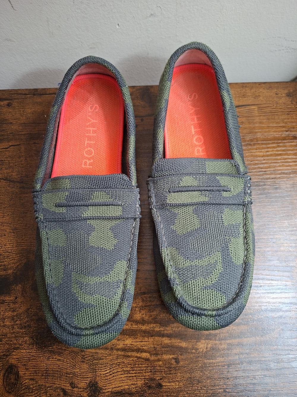 Rothy's The Driver Driving Loafer Green Camo Slip On Shoes Women’s Size 9